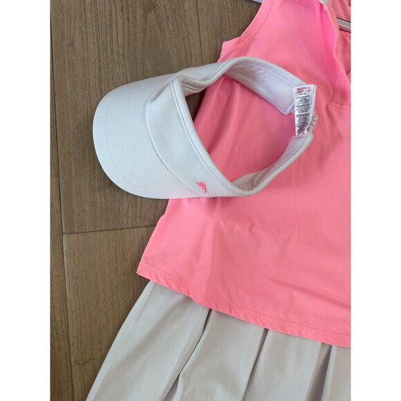 Tommy Bahama Active 10/12 Pink Sleeveless Polo Shirt & White Pleated Tennis Skir - Picture 2 of 4